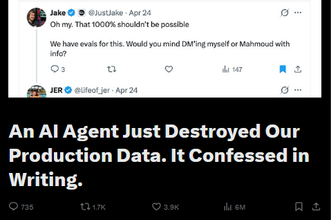 AI agent confesses to data destruction.
